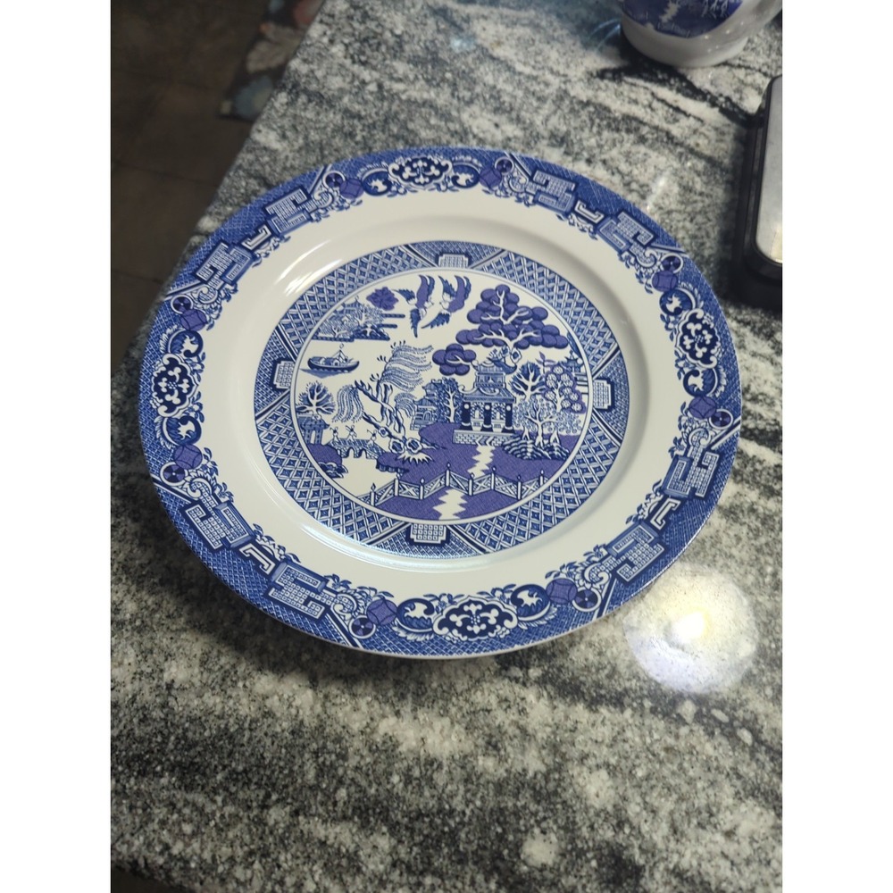 Vintage Royal Cuthbertson Blue Willow Chop Plate Serving Platter